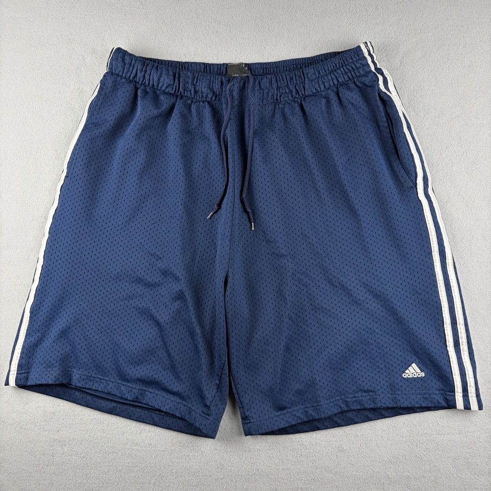 Vintage 2006 Adidas 3 Stripe Mesh Basketball Shorts Navy Men's 2XL